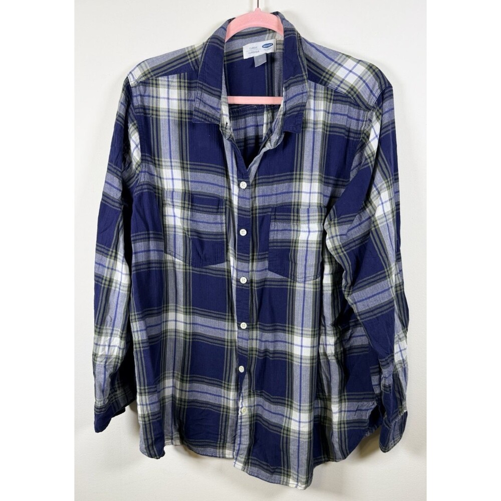 Womens Old Navy Plaid Long Sleeve Button-Up Shirt Classic Fit XXL